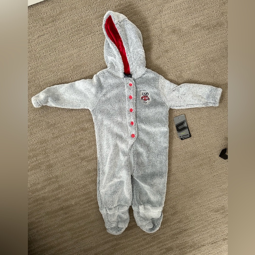 Infant, 3-6 month, Wisconsin Badger, fleece full zipper bunting sleeper